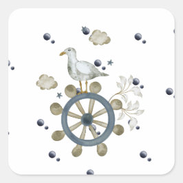 Quadrado Seagull Amarrando Um Adesivo De Corrida