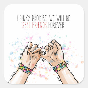 Quadrado Selo do Adesivo da melhor amiga Pinky Promise