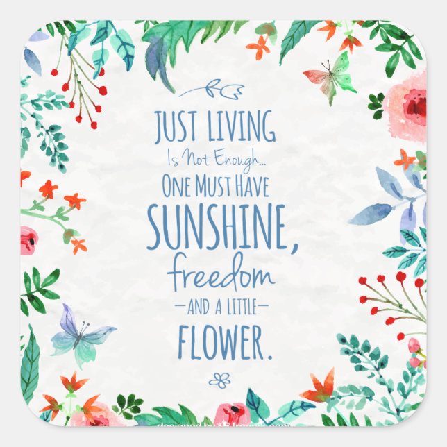 Quadrado Selo do adesivo de aspas de vida engraçada e inspi (Frente)