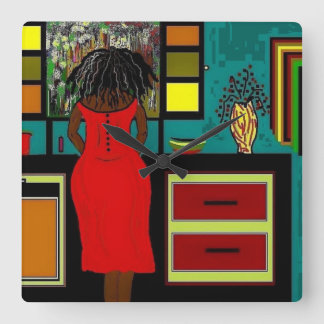 QUADRADO 'SENHORA NO RELÓGIO DA COZINHA'
