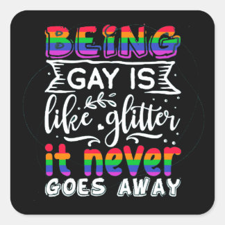 Quadrado Ser Gay é como um adesivo LGBT com brilho