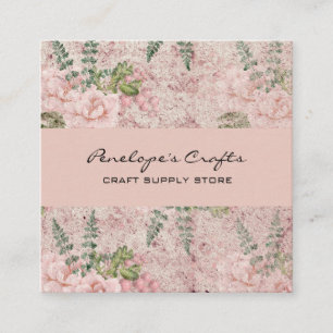Quadrado Shabby Pink Floral Square Cartão de visita