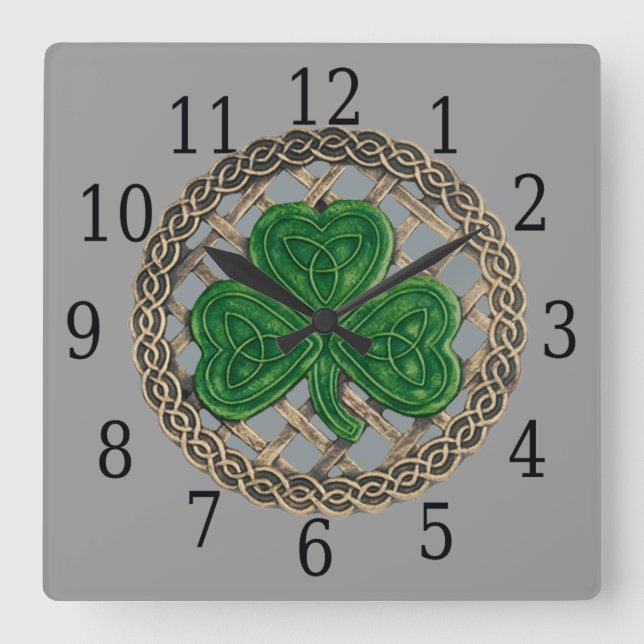 Quadrado Shamrock E Relógio Celta De cinzas (Frente)