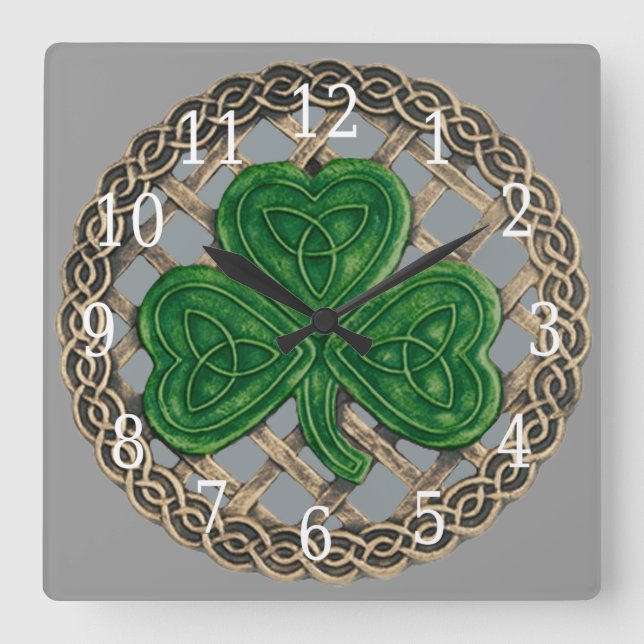 Quadrado Shamrock E Relógio Celta De cinzas (Frente)