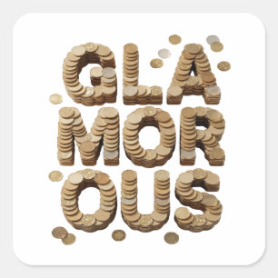 Quadrado Sinal de Ouro Design de Adesivo GLAMOROUS COINS