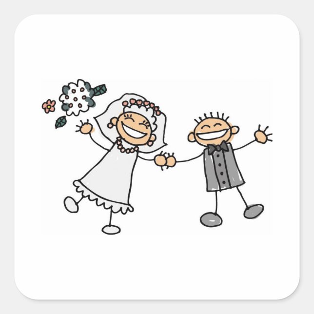 Quadrado Sobre la boda sello adesivo (Frente)