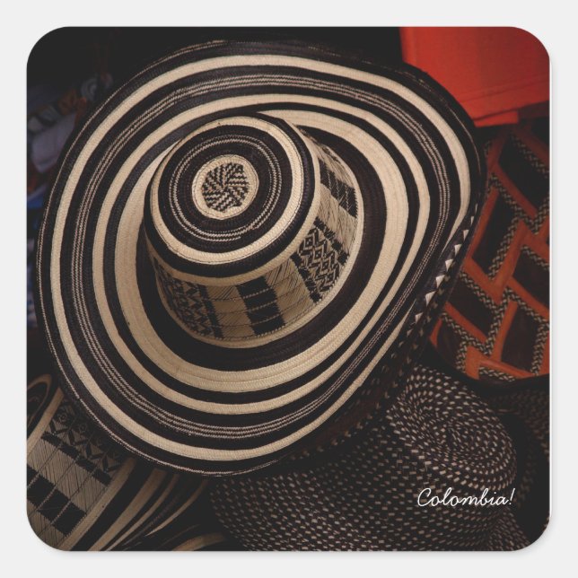 Quadrado Sombrero Vueltiao: adesivo (Frente)