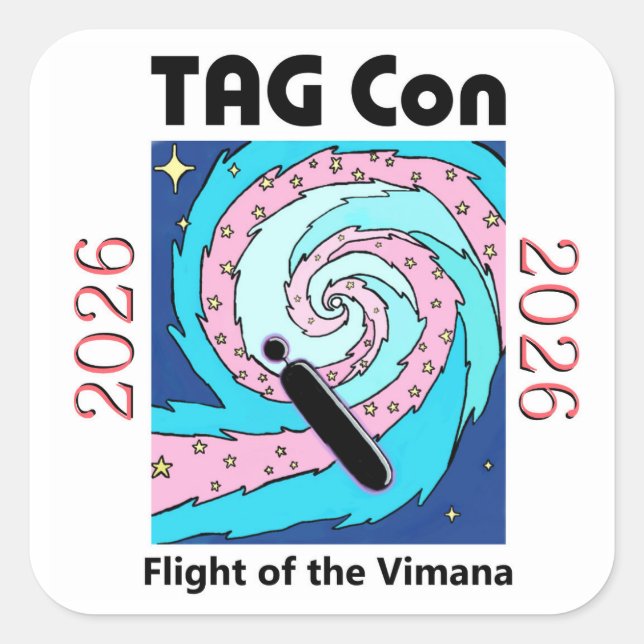 Quadrado Tag Con 2026 - Voo do Vimana Adesivo (Frente)