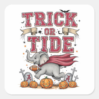 Quadrado Trick or Tide Alabama Adesivo de Halloween – Vinta