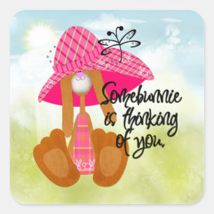 Quadrado Um adesivo coelho