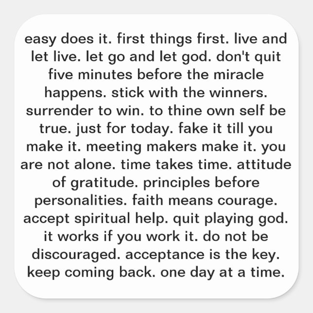 Quadrado Um adesivo de slogan (Frente)