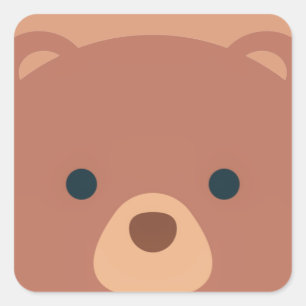 Quadrado Urso marrom Fofinho e bonito  Adesivo