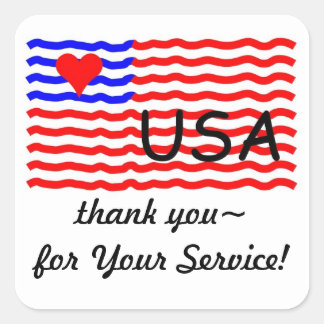 Quadrado USA FLAG - obrigado que você ama o adesivo