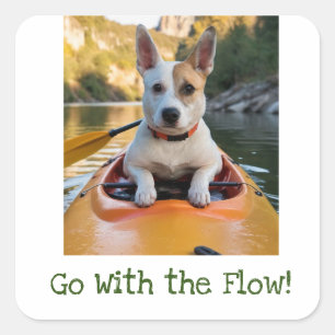 Quadrado Vá com o adesivo de Kayaking Cachorro Cachorro