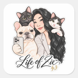 Quadrado Vida de Zie™ | Adesivo de retrato de animal fofo