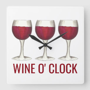Quadrado Vinho O' Relógio Vinho Vidro Vidro Vidro Vidro Bar