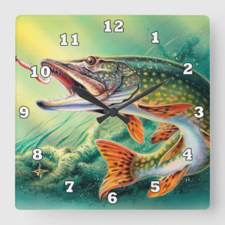 Quadrado Vintage Fish ama o relógio do escritório doméstico