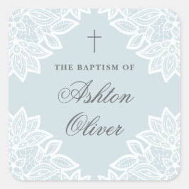 Quadrado Vintage lace baptism adesivo