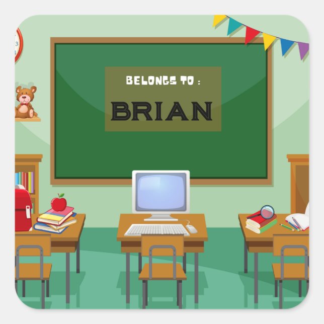 Quadrado Volta Personalizada ao adesivo Escolar (Frente)