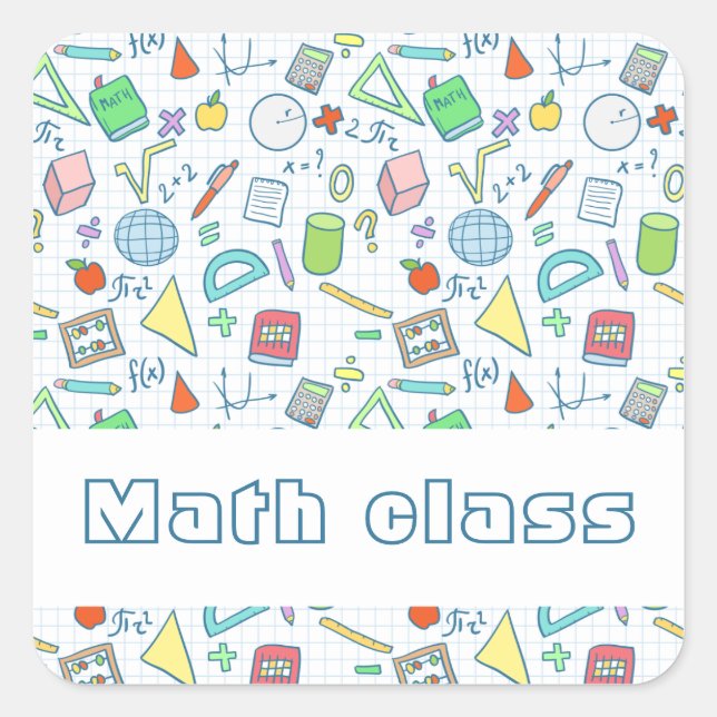 Quadrado Voltar à escola: adesivo da "classe matemática" (e (Frente)