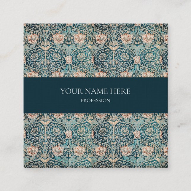 QUADRADO WILLIAM MORRIS BOTANICAL PATTERN CARTÃO DE VISITA (Frente)