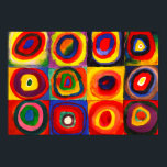 Quadrados com Poster vintage de Círculos Concentra<br><div class="desc">Estudo de cor. Quadros e Círculos Concentrados (1913) Pintura de Wassily Kandinsky</div>