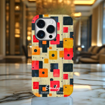 Quadrados Retroativos Geométricos com Nome e Frase