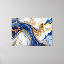 Quadro Abstrato azul, cinza e dourado em Canvas