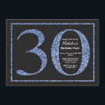 Quadro azul do brilho do convite do aniversário de<br><div class="desc">Convite do aniversário de 30 anos. A festa de aniversário preta e azul do brilho convida com fundo do quadro. Aniversário da surpresa. Aniversário adulto. Partido da festança de Bday dos homens ou das mulheres. Para uma personalização mais adicional, clique por favor "personalizam-no" botão e usam-nos nossa ferramenta de design...</div>