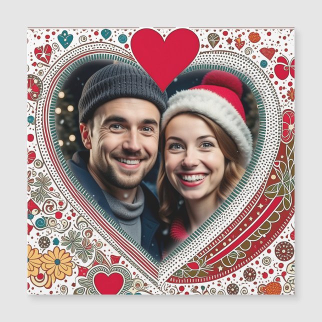 Quadro bonito de Corações Vermelho e Turquesa (Frente)