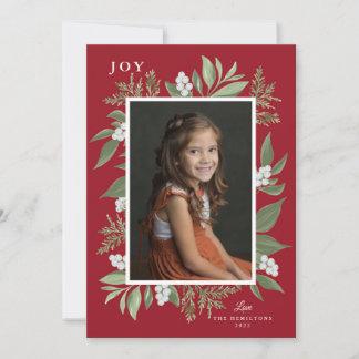 Quadro Botânico Cartão de Natal: Vermelho