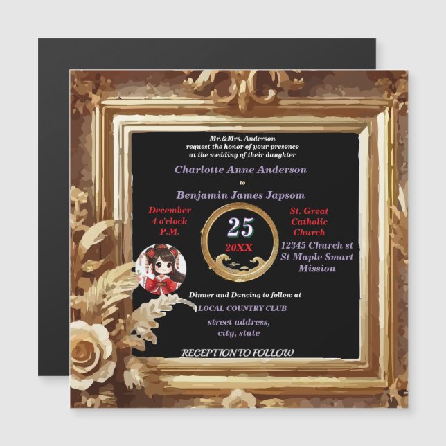 Quadro Botânico Floral do Ouro 3D Antiquado (Frente/Verso)