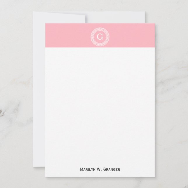 Quadro-chave grego branco cor-de-rosa com imagem i (Frente)