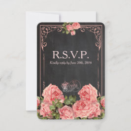 Quadro de casamento vintage - Placa de resposta