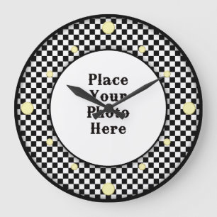 Quadro De Checkboard Seu Relógio De Parede De Foto