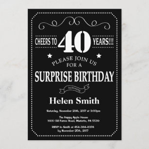 Quadro De Convite De aniversário de 40 anos Surpre