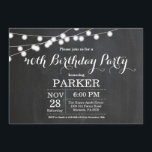 Quadro de Convite para aniversário de 40 anos<br><div class="desc">aniversário de 40 anos Invitation with String Lights Chalkboard Background. 13 15 16º 18º 18º 21rua 30 40º 50º 60º 70 80 100º,  qualquer idade. Para mais personalização,  clique no botão "Personalizar" e use nossa ferramenta de design para modificar este modelo.</div>