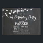 Quadro de Convite para aniversário de 40 anos<br><div class="desc">aniversário de 40 anos Invitation with String Lights Chalkboard Background. 13 15 16º 18º 18º 21rua 30 40º 50º 60º 70 80 100º,  qualquer idade. Para mais personalização,  clique no botão "Personalizar" e use nossa ferramenta de design para modificar este modelo.</div>