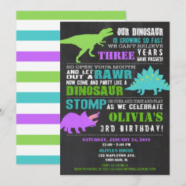 Quadro de convites para aniversários de dinossauro