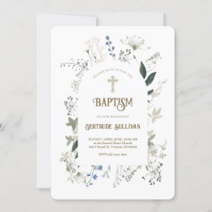 quadro de flores de campo Baptism Convite