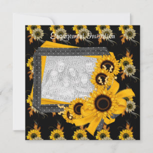 Quadro de Foto de Convite de Noivado com Girassol