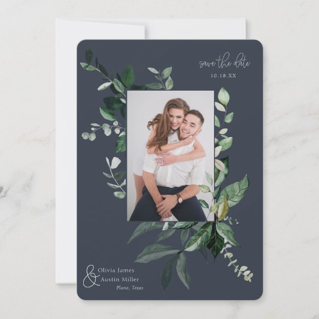 Quadro de Fotografia Verde de Folha Botânica Salva (Frente)