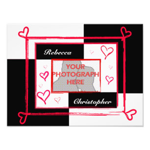 Quadro de fotos do coração vermelho-preto vermelho
