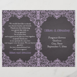 quadro de lavanda, programa de casamento dobrado e