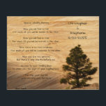 Quadro De Madeira Apache Casamento Bênção Castanho Claro Pedra e Árv<br><div class="desc">Esta bela bênção de casamento apache, que começa com "agora você não sentirá chuva... ", é transformada em arte rústica de madeira com nossa fotografia original de pedra marrom-claro-curada como um fundo sudoeste. Há um exemplo de texto no lado direito para permitir que você personalize os nomes e a data....</div>