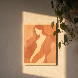 Quadro De Madeira Arte de Parede Feminina Abstrata Decoração Mindful