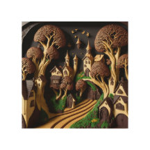 Arte em madeira chocolate pintura