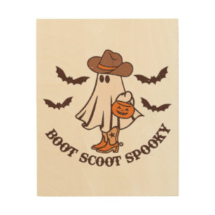 Quadro De Madeira Boot Scoot Spookboy Ghost Groovy Retro Hallow