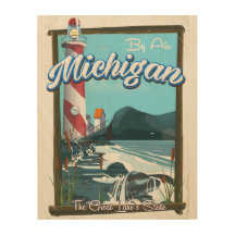 Cartaz de viagem do farol de Michigan!