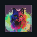 Quadro De Madeira Cat Trippy Psychedelic Pop Art<br><div class="desc">Retrato de Pop de Arte Psicodélica em Tintas Coloridas. Ilustração vetorial originalCopyright BluedarkArt The ChameleonArt.</div>